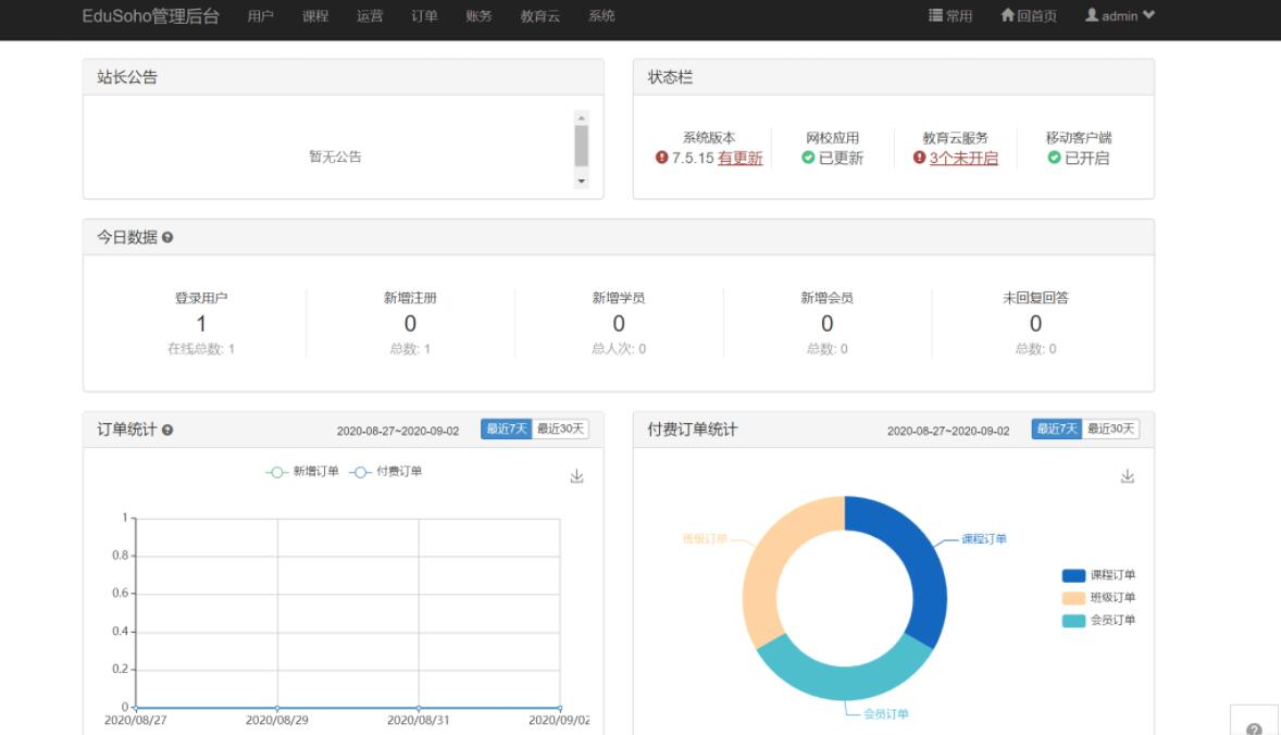 精品在线网校教育点播系统源码 EduSoHo7.5.15的搭建配置教程