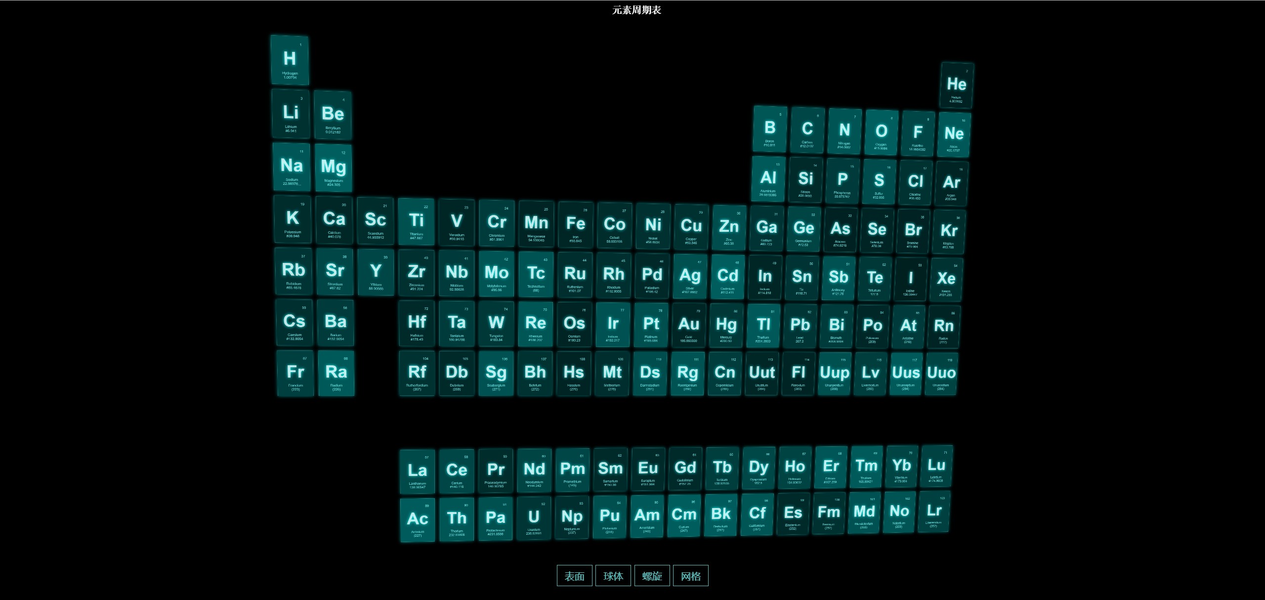  一个超高级的元素周期表页面html源码